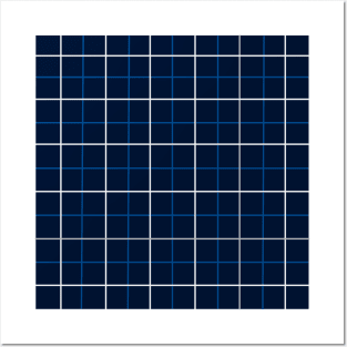 Navy Windowpane Check with Cobalt & White Posters and Art